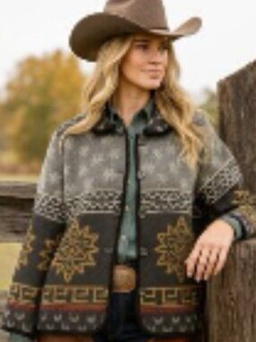 Sonoma Jacket Sweater Wool Blend Y2K VTG Country Core Northwoods Snowflakes XL